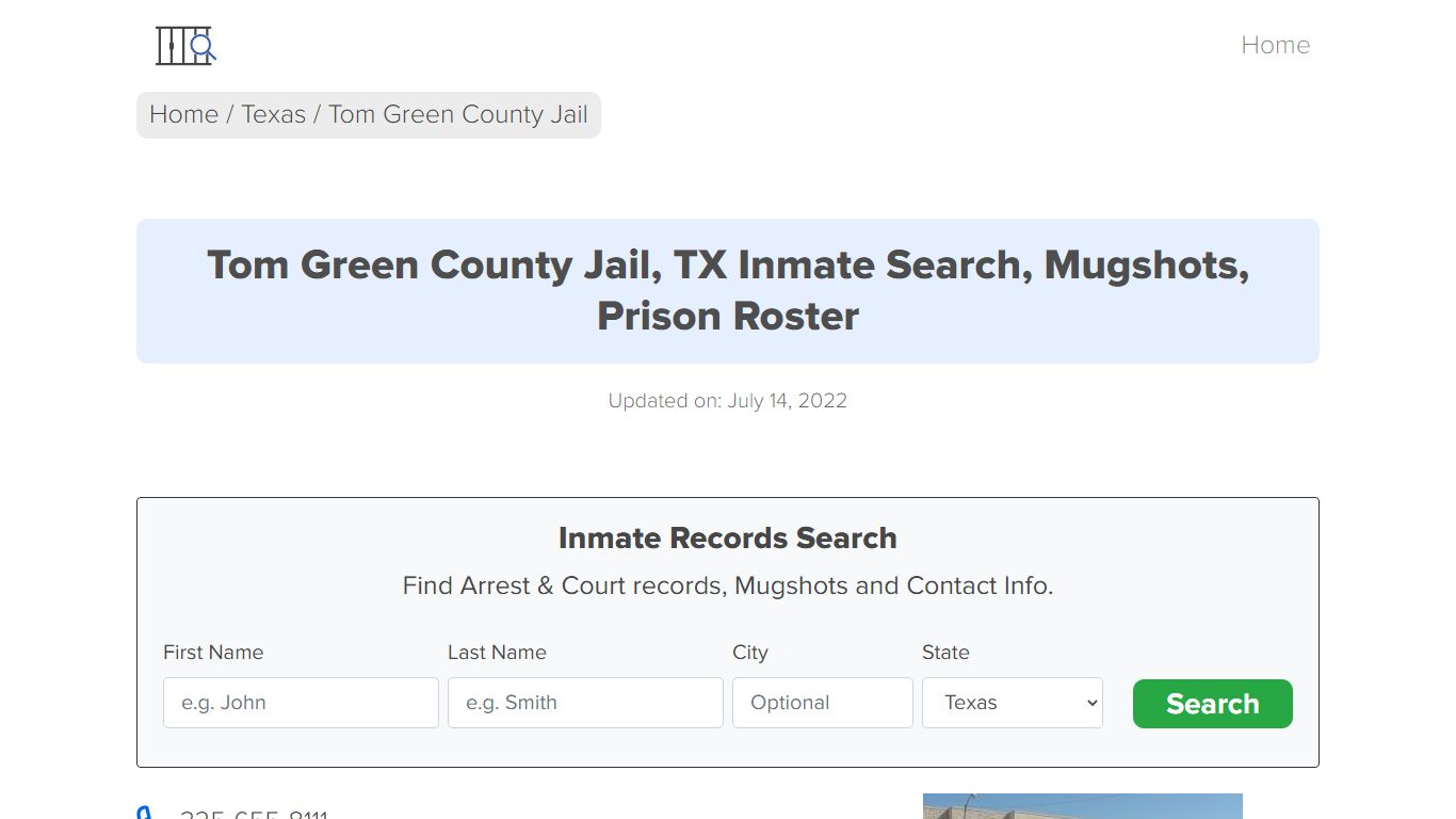 Tom Green County Jail, TX Inmate Search, Mugshots, Prison Roster